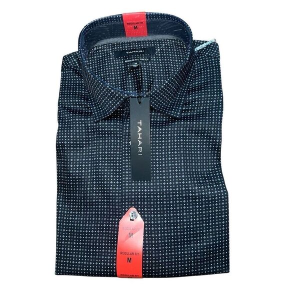 NWT TAHARI Men’s Regular Fit Stretch Collard Shirt Size M - Picture 1 of 5